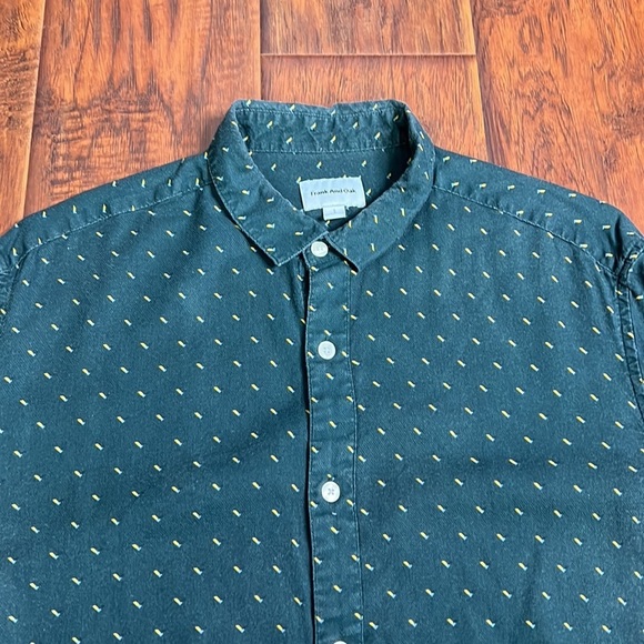 Men's Frank & Oak green patterned long sleeve  button down shirt - Picture 3 of 7